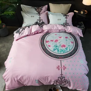 

4 pcs Beding set with 1pcs flat sheet 1 pcs duvet cover 2 pcs pillowcase GX-12