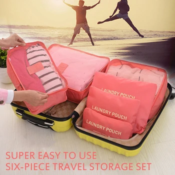 

6pcs/set Luggage Travel Storage Packing Bag Waterproof Pouch Organizer Suitcase Unisex Use Travel Packing Accessories
