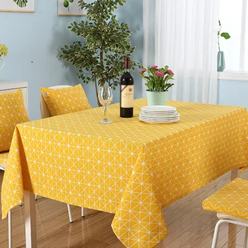 

Party Patio Yellow Checkerboard Pattern Kitchen Picnic Rectangle Tablecloth Indoor Outdoor Wipeable Dining Table Spill Proof