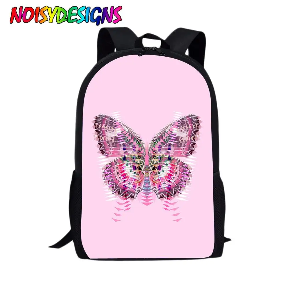 

NOISYDESIGNS Hot Butterfly Printed Children Backpacks Schoolbag Women Backpack Children School Bags Girls Pink Backpacks
