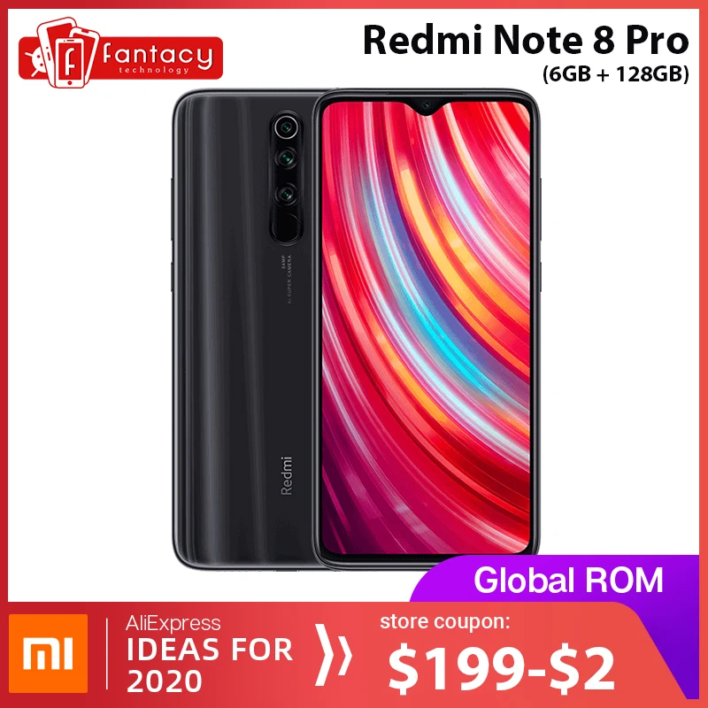  Global ROM Xiaomi Redmi Note 8 Pro 6GB 128GB Mobile Phone 64 MP Quad Camera 6.53'' FHD+ Screen 4500