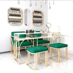Marble manicure table chair set single double light luxury manicure table simple manicure table iron art