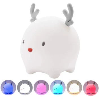 

Tap Control Colorful LED Silicone Deer Night Light For Kids Bedroom Nursery Lamp Color Changing light