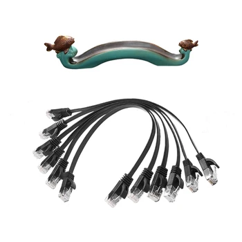 

7 Pcs Accessories: 1 Pcs Stick Incense Burner Holder-Colored Ceramics Two Fish Incense Holder & 6 Pcs 1 Ft Flat Internet Network