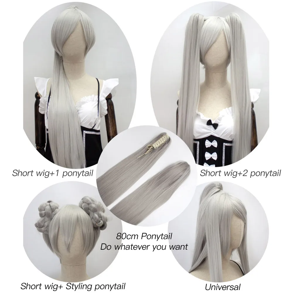 Cena Xnaira 15 kolor 3 styl długi prosto przypinany kucyk Cosplay Lolita peruka wysokiej temperatury włókna syntetyczne peruki z grzywką dla kobiet