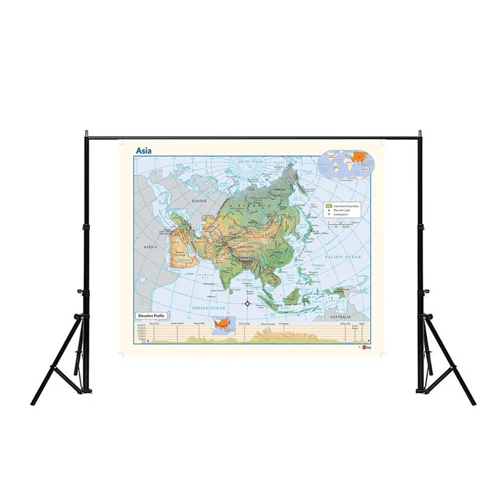 150x225cm Elevation Profile World Map Posters and Prints Modern Wall Art Picture Canvas Painting Living room Office Home Decor