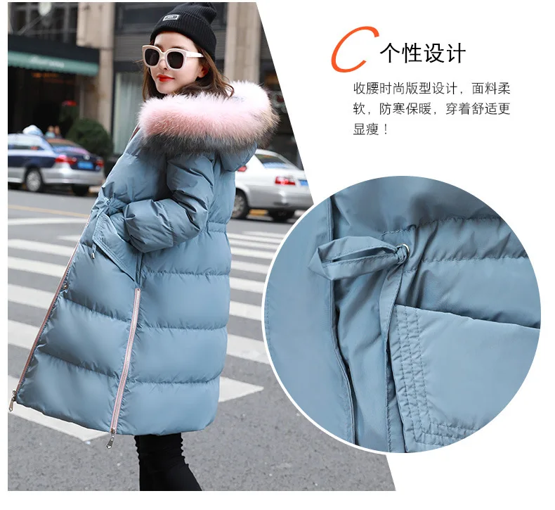Factory Winter Hcnl18133 with Genuine Fur Collar Korean-style Women's Fashion Hooded down Jacket