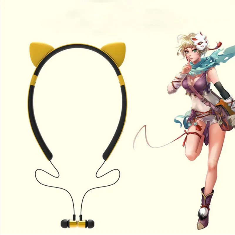 Cute Bluetooth Wireless Cat Ear Headphones Girls Headset Headwear Earphone with Mic For PC Laptop Computer Phone For Girls Kids