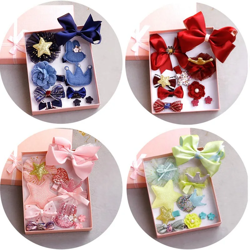 10 PCS Hair Clip Set Cute Crown Bowknot Kind Hairpin Flower Star Girls Hair Accessories Headwear Headband Hairgrip