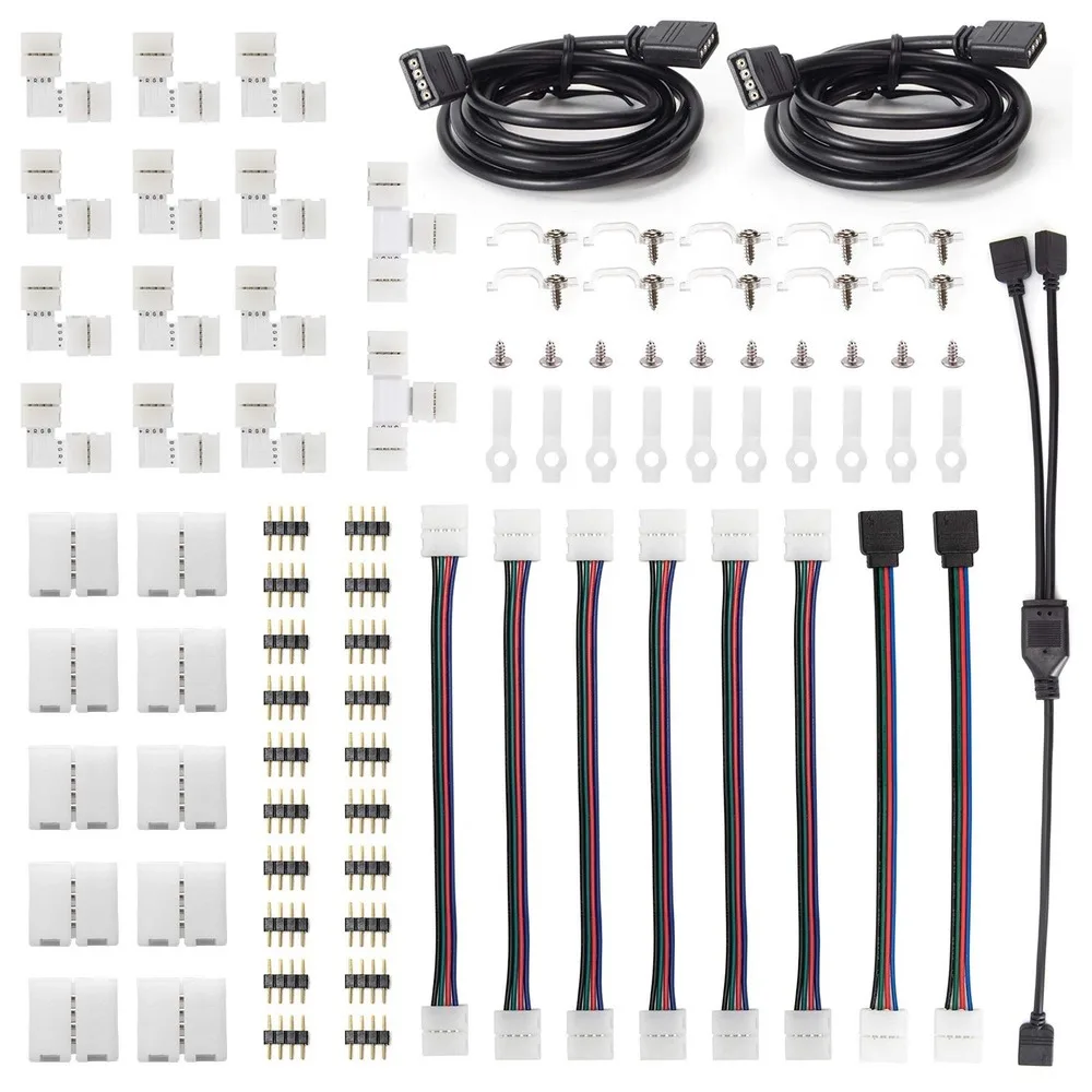 

1 Set Led 5050 Connector Kits 10mm 4Pin,Includes Most Solderless Led Strip Connectors,Provides Most Parts for DIY