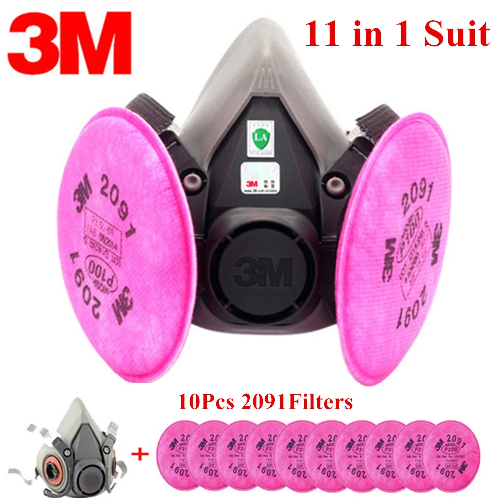 

11 In 1 3M6200 KN95 Dust Mask Respirator Headset Anti-particulate Filters Anti-Dust Mask Anti-fog Haze PM2.5 Protective Mask