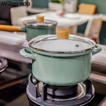Япония 3л эмалированный горшок утолщенный двойное ухо бытовой перелив-стойкий 22 см суп горшок электромагнитная печь кухонная посуда кухонный горшок