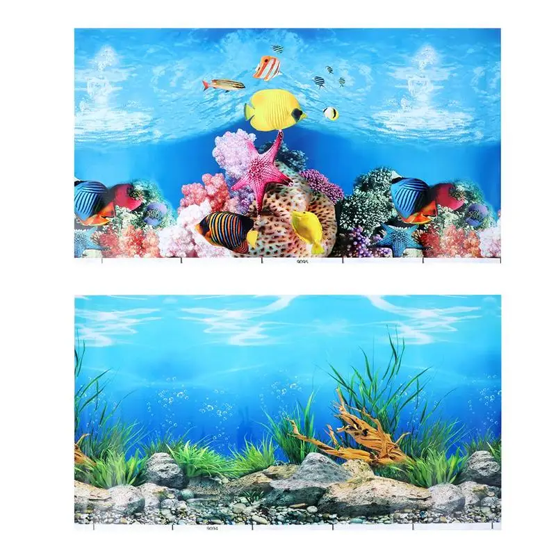 Аквариум задний фон для аквариума Стикеры 3D двухсторонняя обои аквариумный, декоративный фотографии фон с подводным миром изображение Декор