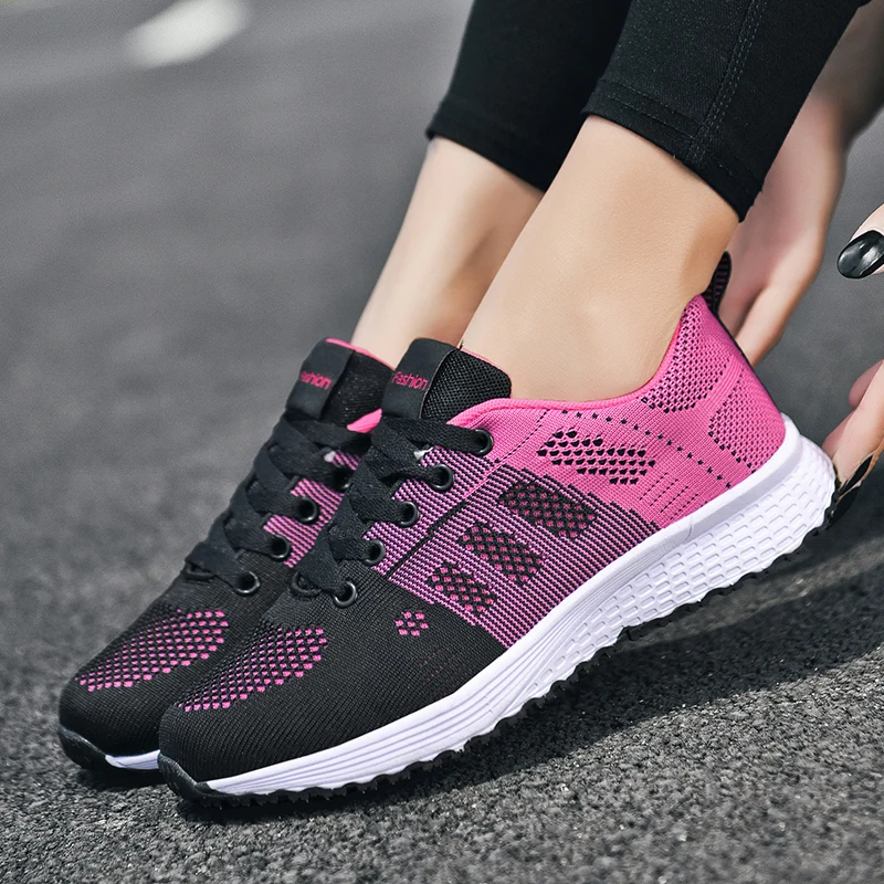 

HOT New Sneakers Women Shoes Flats Fashion Casual Ladies Shoes Woman Lace-Up Mesh Breathable Female Sneakers Zapatillas Mujer