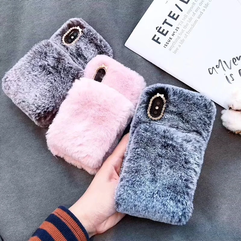 

Hairy Cute Wrist Rabbit Animal Case For iPhone XS MAX XR 6 6S 7 8 Plus Soft Phone Back Cover Case Shell Capa For iPhone X Capa