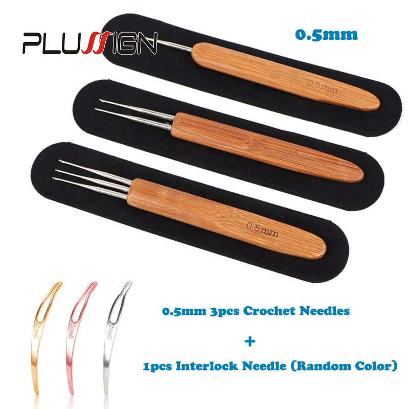 Dreadlock Crochet Hooks With Interlocking Needle Soft Touch Steel Dreads Hair Crochet Needle 3Pcs 0.5Mm 0.75Mm 1Pcs crochet hooks