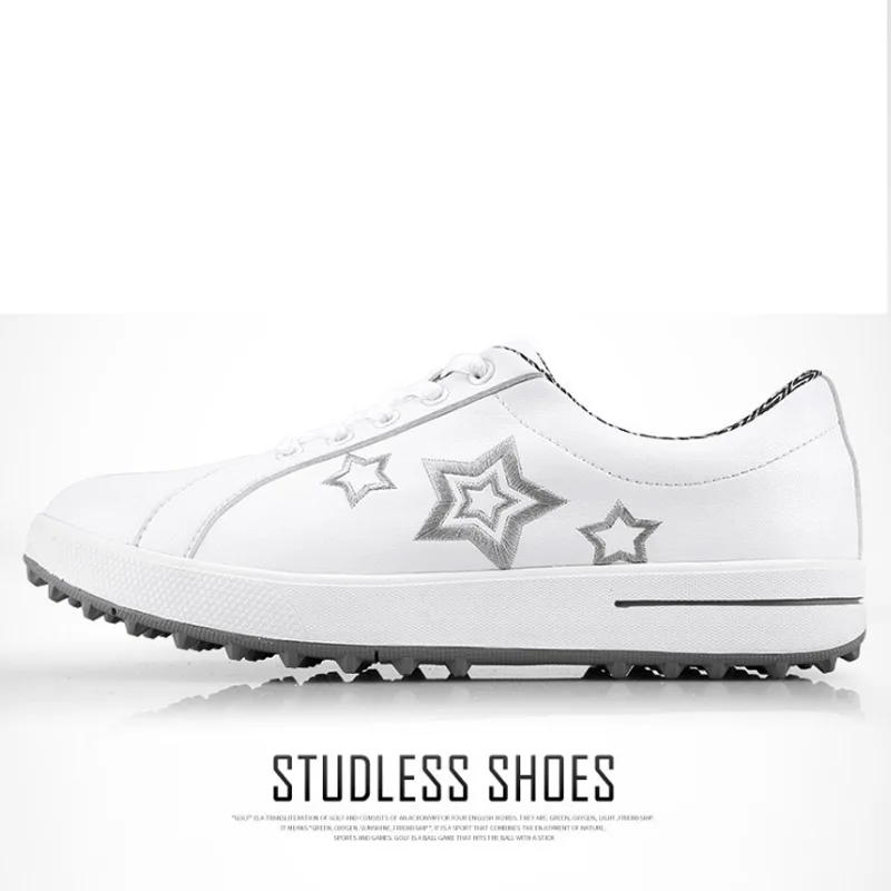 PGM/обувь для гольфа для женщин; спортивная обувь для отдыха из водонепроницаемой кожи; нескользящая обувь без гвоздей; кожаные женские белые кроссовки; размеры 36, 39, 40