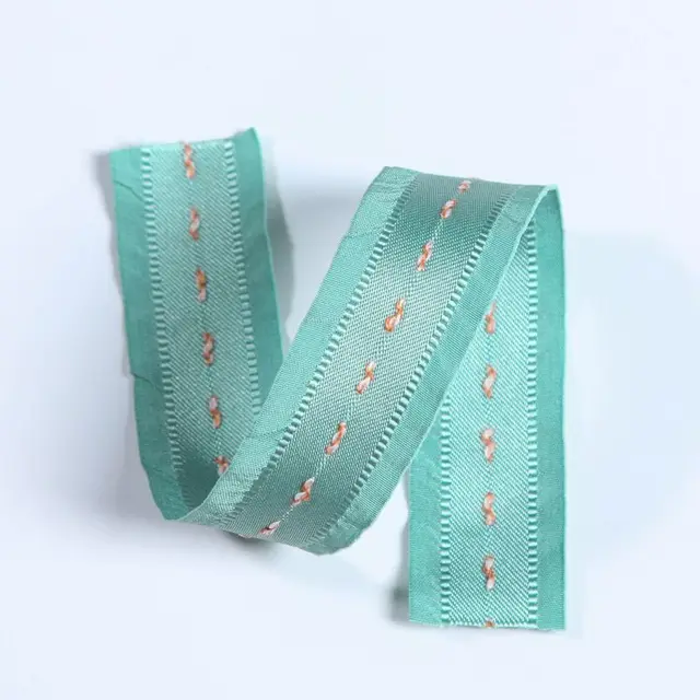 Polyester Ruffled Ribbon Tape With Embroidered Jump Dots 25mm