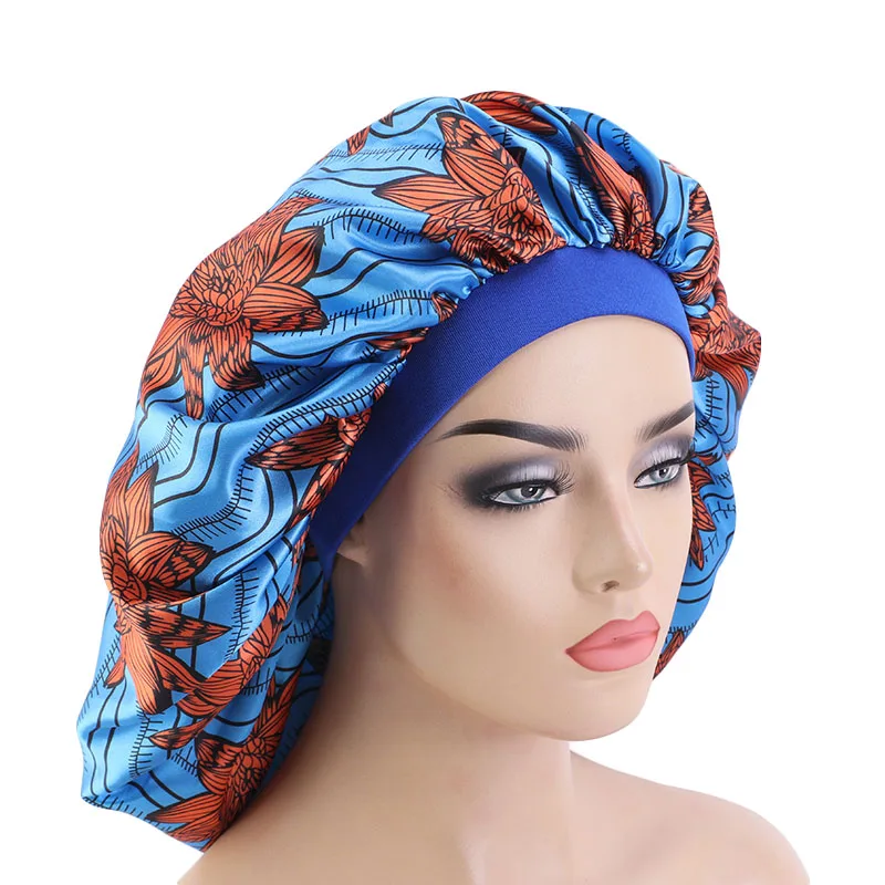 New Women Big Size Beauty print Satin Silky Bonnet Sleep Night Cap Head Cover Bonnet Hat for For Curly Springy Hair BlackTJM-408C Extra Large Print Satin Silky Bonnet Sleep CapTJM-408B Extra Large Print Satin Silky Bonnet Sleep Cap flapper headband