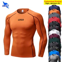 Customize LOGO Long Sleeve Running T Shirt Men Quick Dry Jogging Tshirt Compression Gym Fitness Rashguard Sportswear Top Tees 1