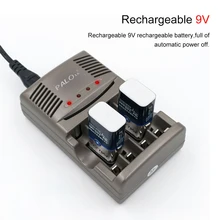 PALO быстрое зарядное устройство с 4 слотами светодиодный дисплей умное интеллектуальное зарядное устройство для AA AAA 9V NiCd NiMh аккумуляторные батареи