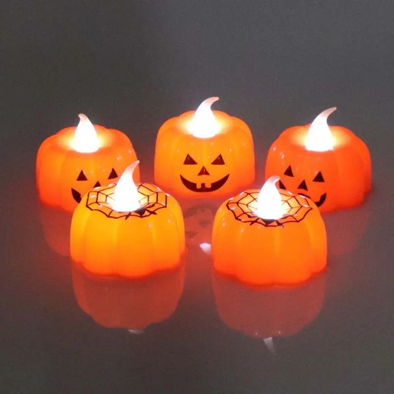 

12Pcs Pumpkin Battery Operated LED Electric Candle Light Flameless Tealights Flickering Home Halloween Festival Party Decoration