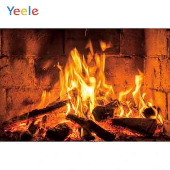 

Inside Fireplace Red Brick Fireworks Flame Photocall Photography Backdrops Personalized Photographic Background For Photo Studio