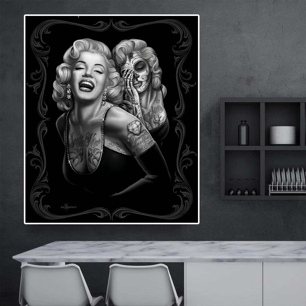 Черно-белая Картина на холсте Marilyn Monroe HD принты настенные постеры и печать для