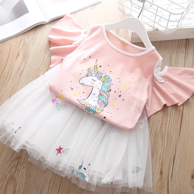 Детский комплект одежды наряд для девочек спортивный костюм футболка + шорты 2