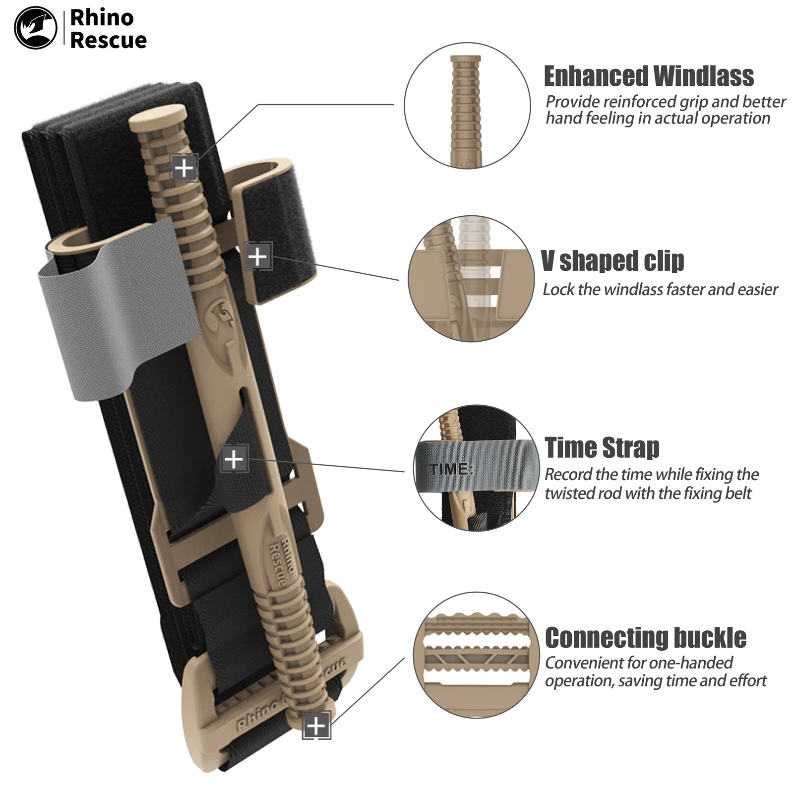 RHINO Tactical Rescue Rapid Hemostatic Control Equipment Single-Handed Application for Outdoor Hiking Emergency
