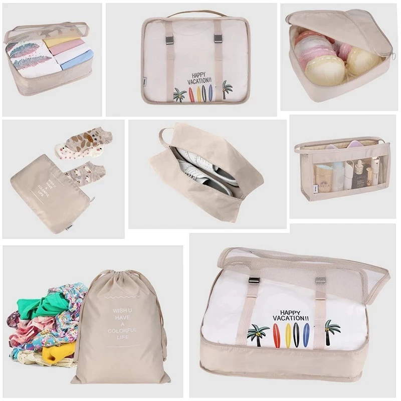8Pcs/set Large Capacity Luggage Storage Bags For Packing Cube Clothes Underwear Cosmetic Travel Organizer Bag Toiletries Pouch storage bag travel organizer