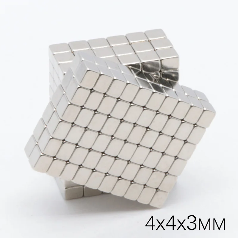100 шт 4x4x3 мм N35 квадратный неодимовый магнит Малый сильный супер мощные магнитные постоянные магниты Магнитная Buck Куба неодимовый
