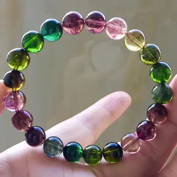 

9mm Certificate Natural Rainbow Colorful Tourmaline Round Beads Woman Bracelet Tourmaline Bangle Drop Shipping AAAAAA