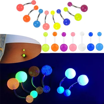 

1pcs/lot Glow In The Dark Belly Ring Women's Fashion Navel Bars Rings Punk Body Piercing Ombligo Body Jewelry Color Choice