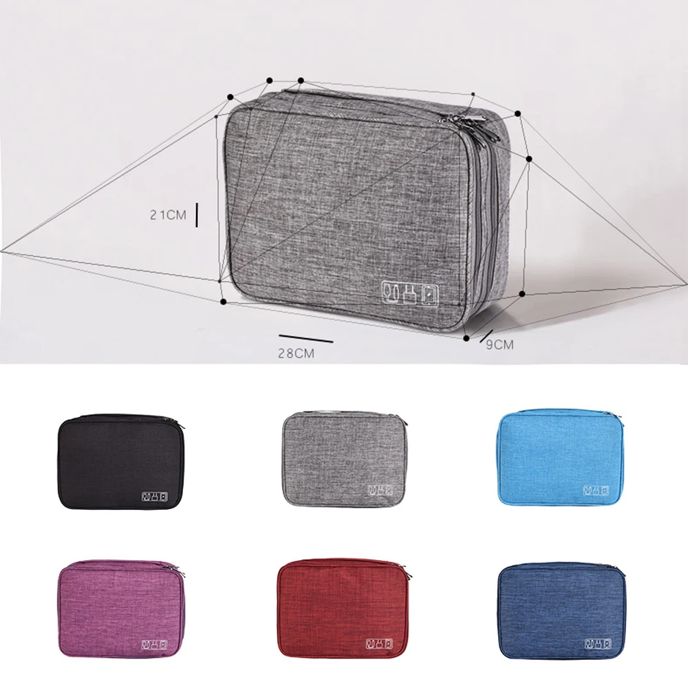 Portable Travel Storage Bag Cosmetic Makeup Zipper Pouch Digital USB Gadget Organizer Cable Storage Bag Accessories