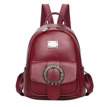 

MAIOUMY Women's Sleek Minimalist Style Solid Color Leather Backpack Shoulder Bag Chains Large Capacity Travel Backpack August 14