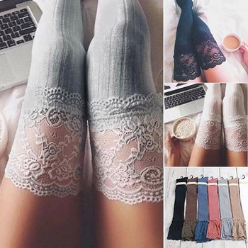 

2020 Brand New Women Winter Cable Knit Over Knee Long Boot Thigh-High Warm Stockings Lace Leggings