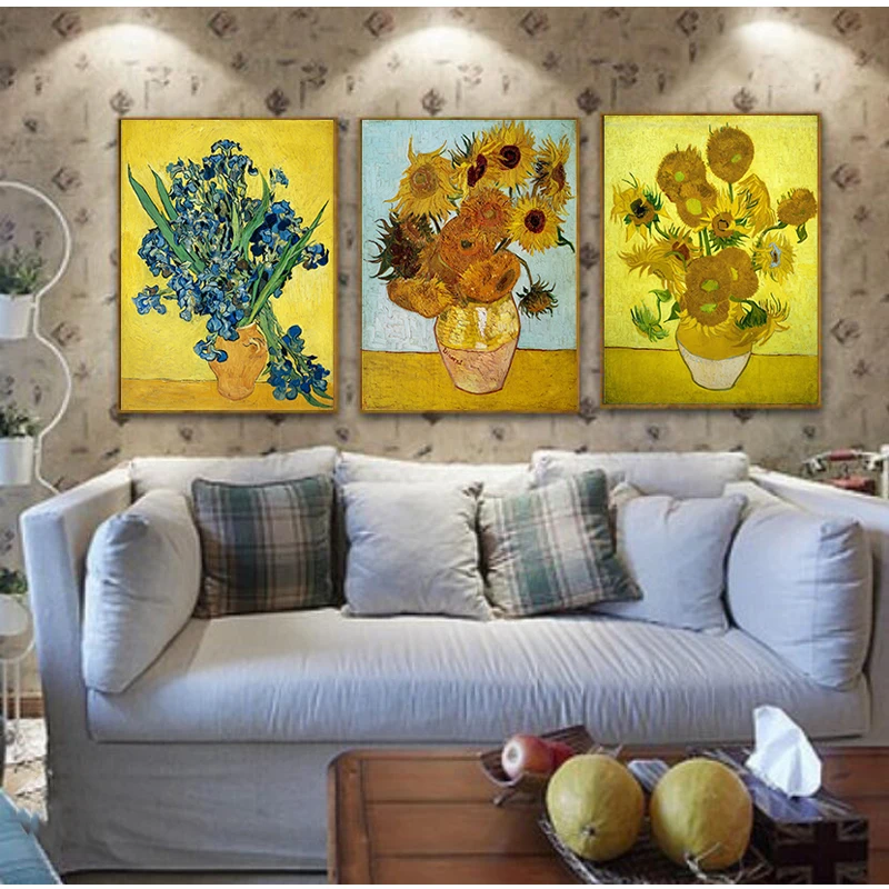 

YUMEART Van Gogh Oil Painting Works Sunflower Apricot Abstract A4 A3 A2 Canvas Art Print Poster Picture Wall House Decor Murals