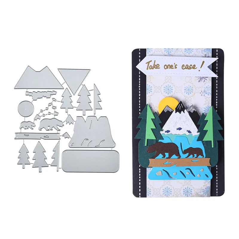 

InLoveArts Bear In Forest Metal Cutting Dies for Card Making Scrapbooking Dies Embossing Cuts Stencil Craft Dies 2019 New