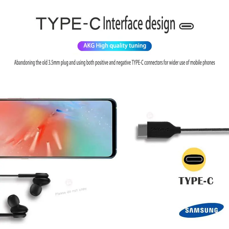 Оригинальные наушники Samsung Type C 24 битные с разъемом HD DAC вкладыши микрофоном и