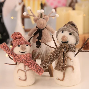 

Snowman Doll Home Decor Christmas Ornaments Gift Wool Felt Festive Party Supplies Toy Doll Hang Christmas Tree Kids Gift 2