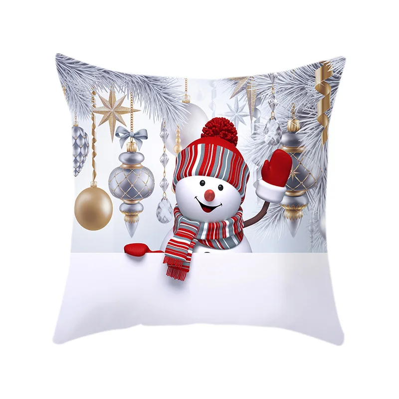 275H Snowman Gilding Pattern Christmas Pillow Case Christmas Decorative Throw Pillow Cover for Indoor New Year Gift - Цвет: 275H