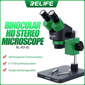 

RELIFE RL-M3-B1 binocular stereo microscope 7-45 times continuous zoom for electronic repair microscopes such as mobile phones
