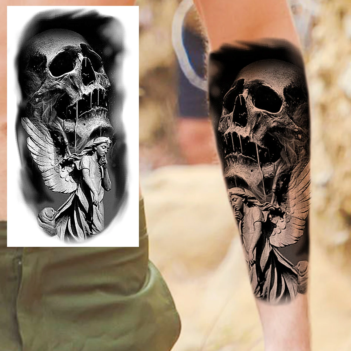 Tatouage Mollet Homme Tete De Mort