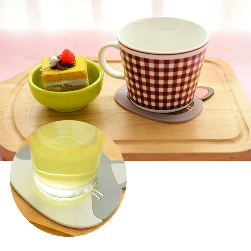 Silicone Cat Coaster Insulation Pad Non-slip Heat-resistant Mug Holder Cup Mat Placemat Portable Coffee Drinks Tableware Utensil