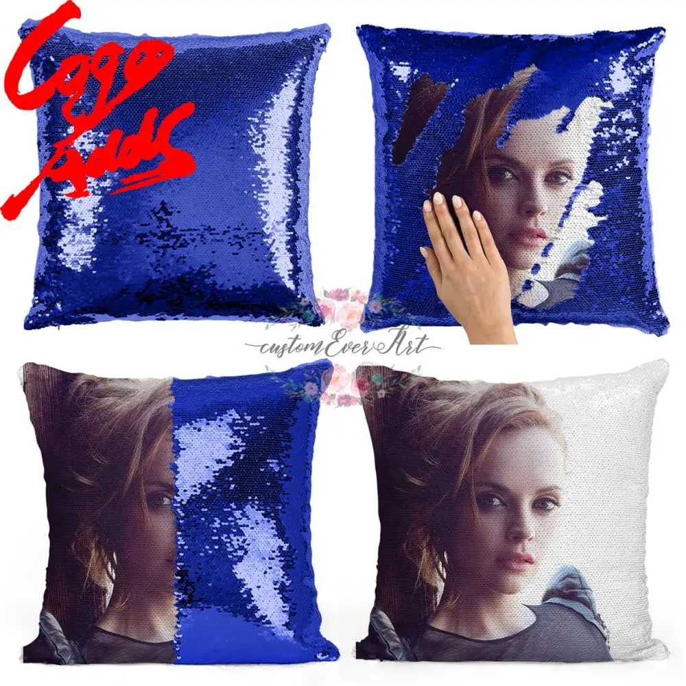 Подушка с блестками Christina Ricci | Наволочка Двухцветная подушка Подарок для нее Него