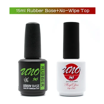

Latest Rubber Base and No-Wipe Top 15ml Nail Art Semi-permanent Enamels UV LED Gel Varnishes Hybrid Nail Polish Primer Paint