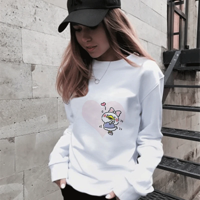 Harajuku мультфильм мышь печати толстовки для женщин дикий тренд пуловер Толстовка Kawaii мышь стеклянный, для церемоний Повседневная Толстовка с длинными рукавами
