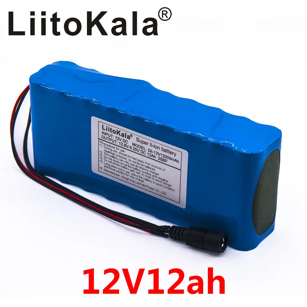 Liitokala 12 В 12ah Аккумулятор для камеры, батарея для камеры, литий-ионное зарядное устройство, recargable El, BMS bicicleta El ctrica de и зарядное устройство