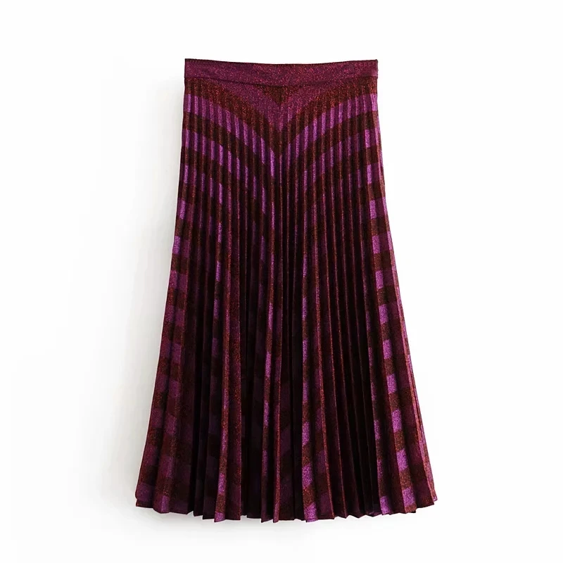 Увядшая английская винтажная Офисная женская элегантная блестящая плиссированная юбка средней длины с высокой талией, Женская юбка faldas mujer moda, длинные женские юбки - Цвет: pleated